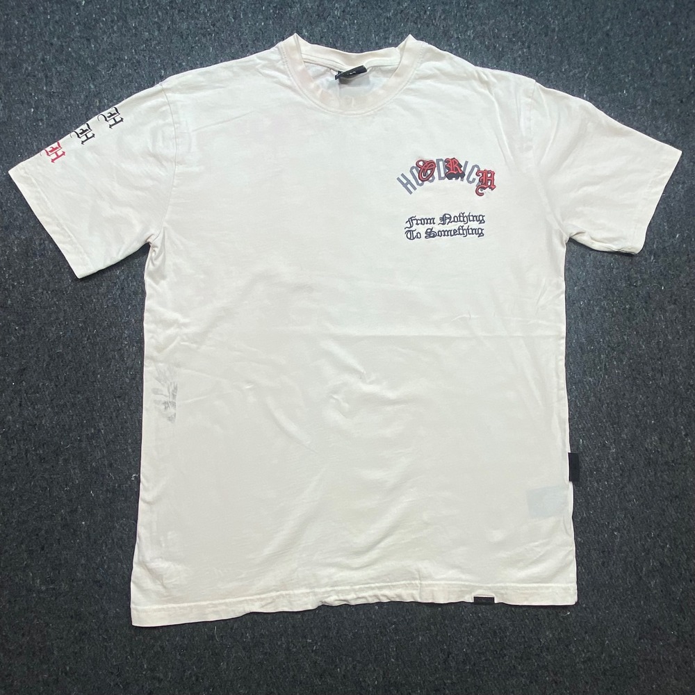 Hoodrich Graphic T Shirt Large Mens Cream Streetwear From Nothing To Something
